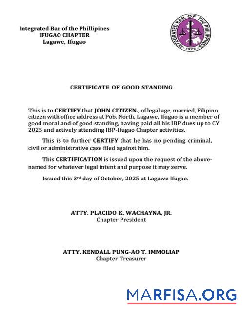 Realistic Philippines certificate of good standing Word and PDF template, version 7